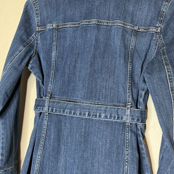 J.Jill Denim Blue Belted Button Front Long Sleeve Shirt Dress Women’s Size XS - Picture 9 of 12